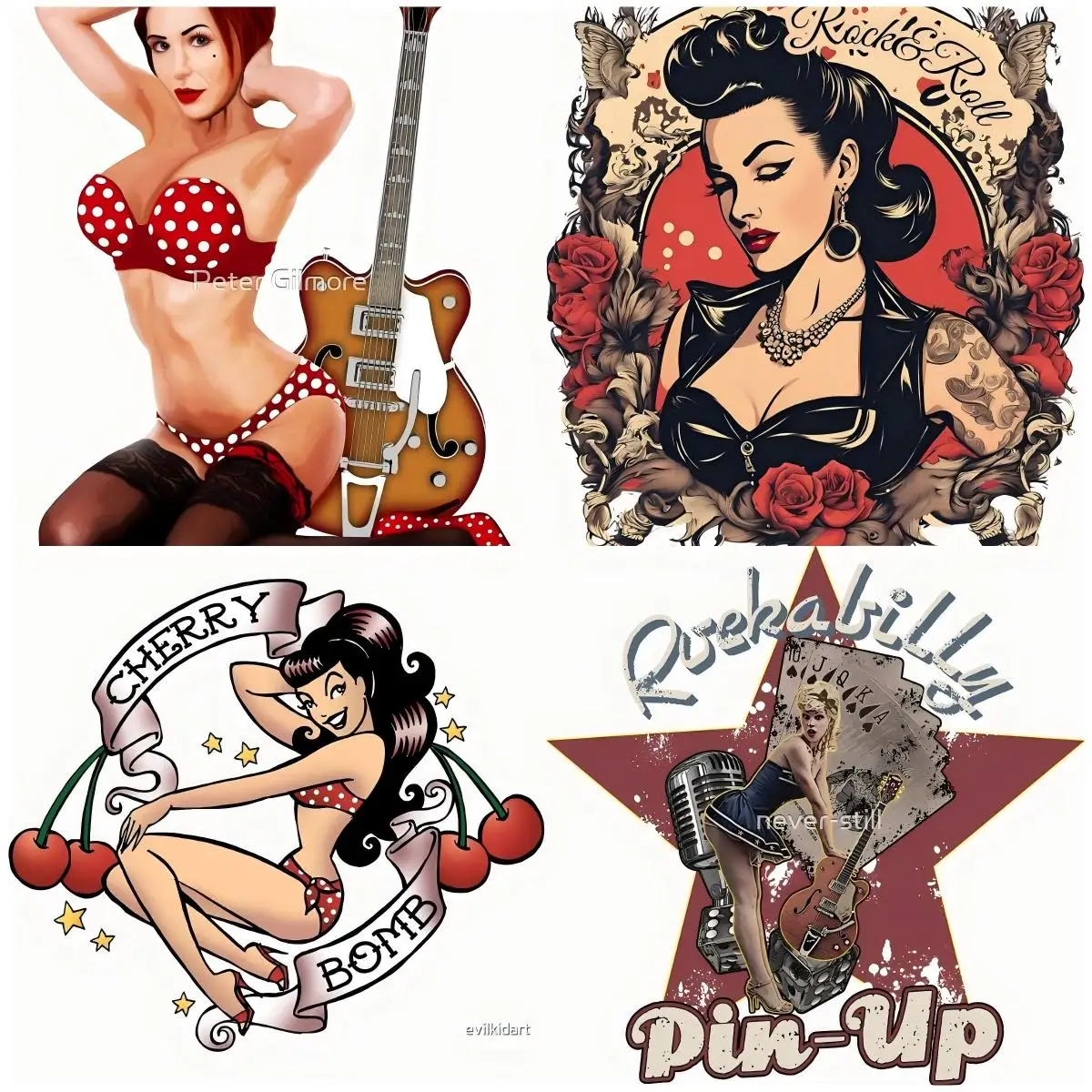 

Guitar Sexy Girl Sticker Pinup Rockabilly Car Stickers and Waterproof 3D Decals