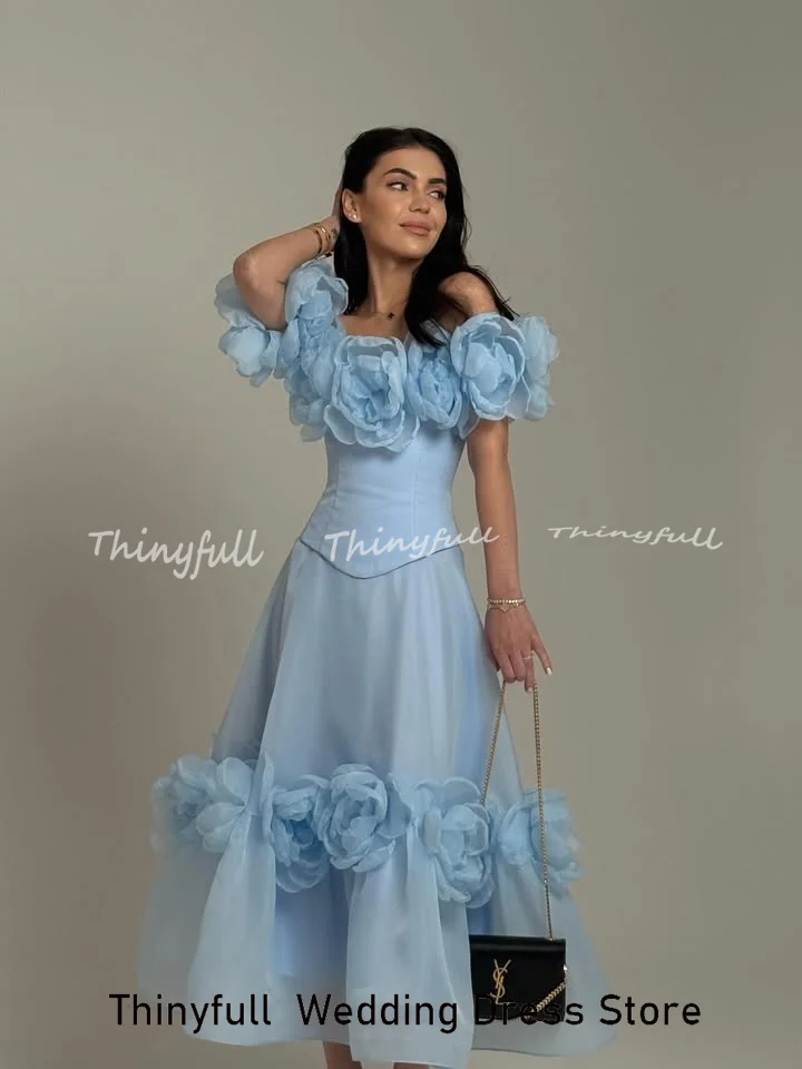 Sukienki na studniówkę Thinyfull w kształcie litery A z organzy/satyny, z odkrytymi ramionami, arabskie suknie wieczorowe, suknie formalne z Dubaju, suknie wieczorowe, szyte na miarę