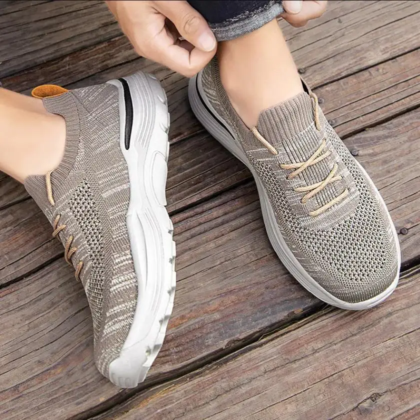 Hot Sale Men Casual Shoes Light Breathable Men's Sneakers Mesh Anti-Odor Walking Shoes Luxury Lace Up Increse Male Tenis Shoe