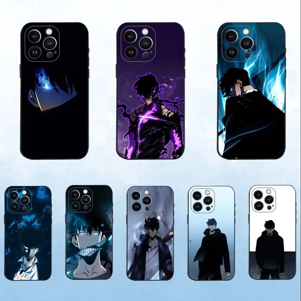 

S-Solo L-Leveling Phone Case For iPhone 16,15,14,13,12,11 Plus,Pro Max,XS,X,XR,SE,Mini,8,7,Soft Silicone Black Cover