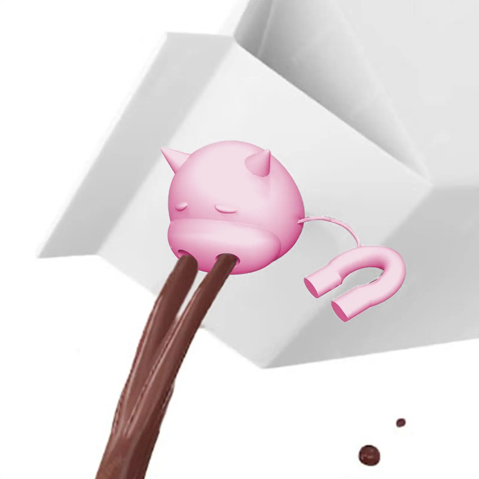 موزع زجاجات الحليب C-aps أغطية الزجاجات على شكل بقرة مانعة للتسرب سيليكون ثلاثية الأبعاد غطاء الطباعة صندوق الحليب غطاء شرب غطاء عزل