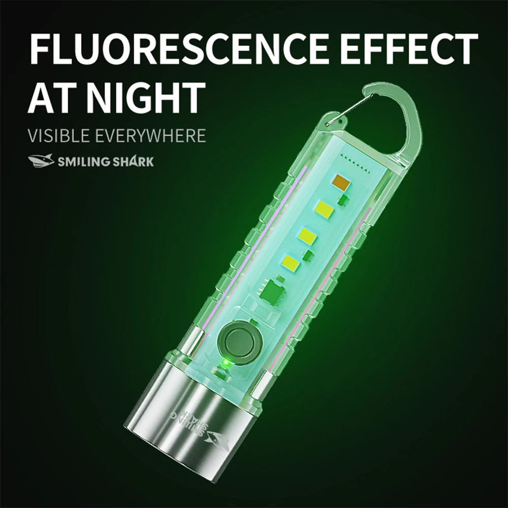 1 قطعة Smiling Shark SD-1221 مصباح يدوي صغير بسلسلة مفاتيح LED ، مصباح يدوي فائق السطوع ، ضوء فلاش طويل الأمد قابل لإعادة الشحن #6