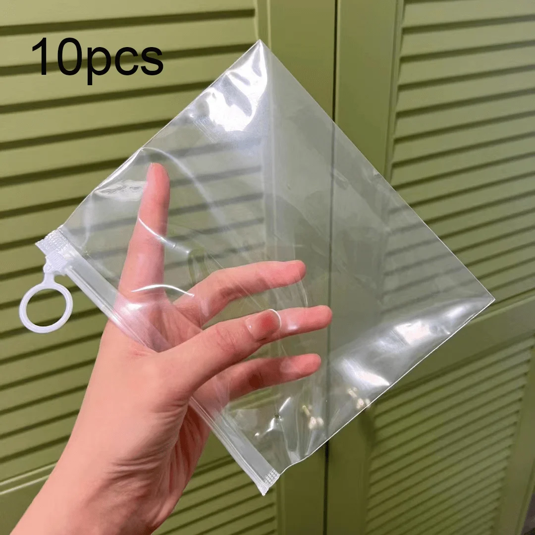 Set of 10 Transparent Reusable Bags with Zipper Rings: Perfect for Classrooms, Board Games, Puzzles, And More - Modern Design