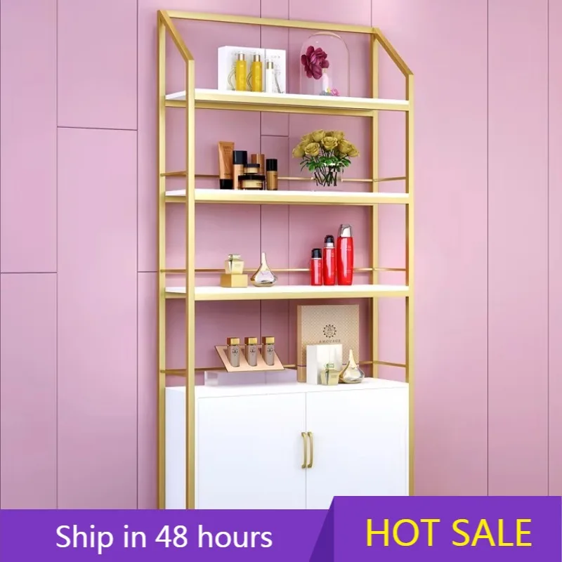 

YTYIN Cosmetic Nail Salon Multifunctional Cabinet Metal Wooden Display Rack