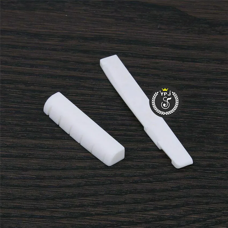 2 PCS Bridge Nuts and Saddles Real Cattle Bone for Acoustic Guitar Parts Accessories Replacement