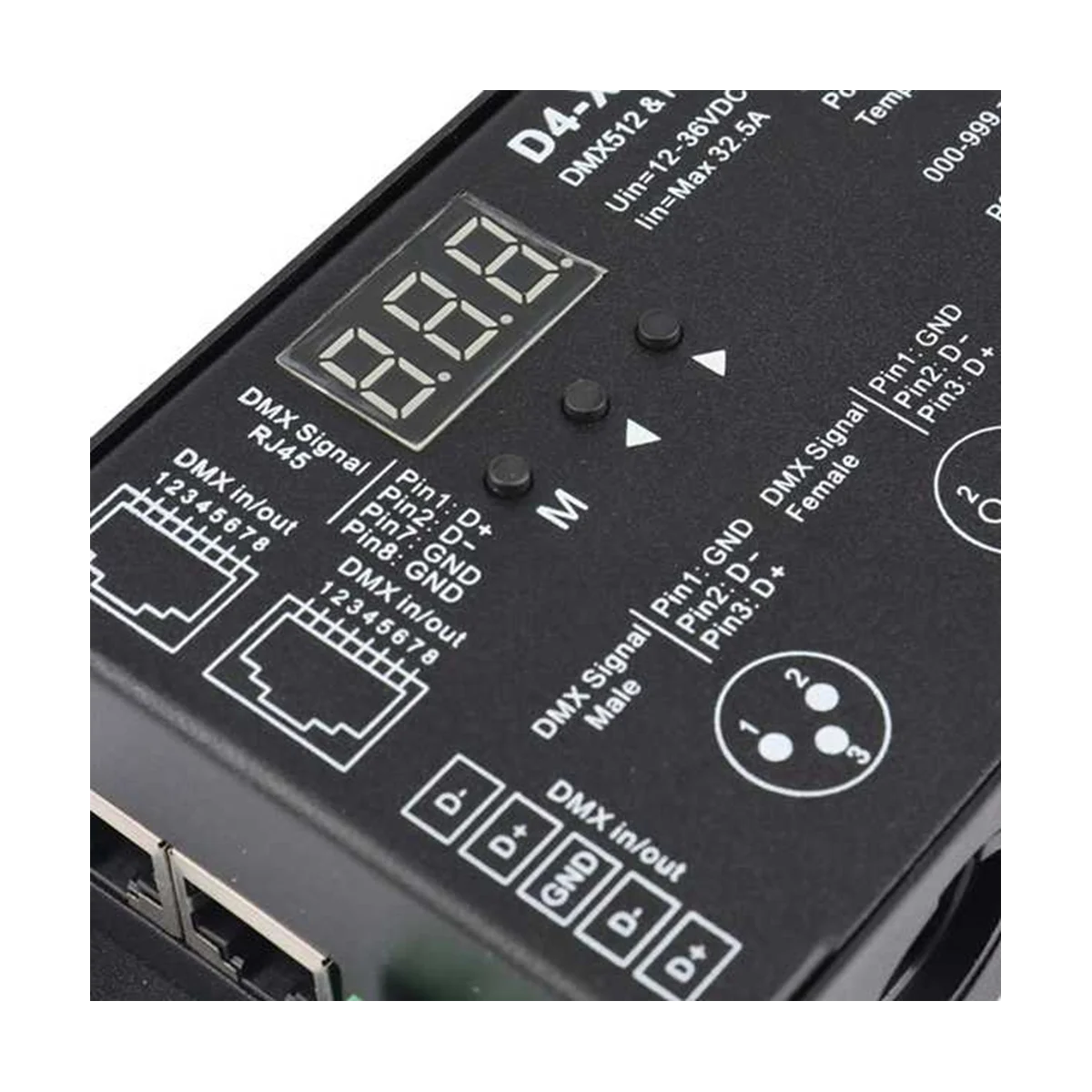 Controlador de decodificador DMX de 4 canales, D4-XE, PWM, atenuación libre de parpadeo, 12V-36V, pantalla Digital, 2000Hz, 500HZ, para luces LED RGB