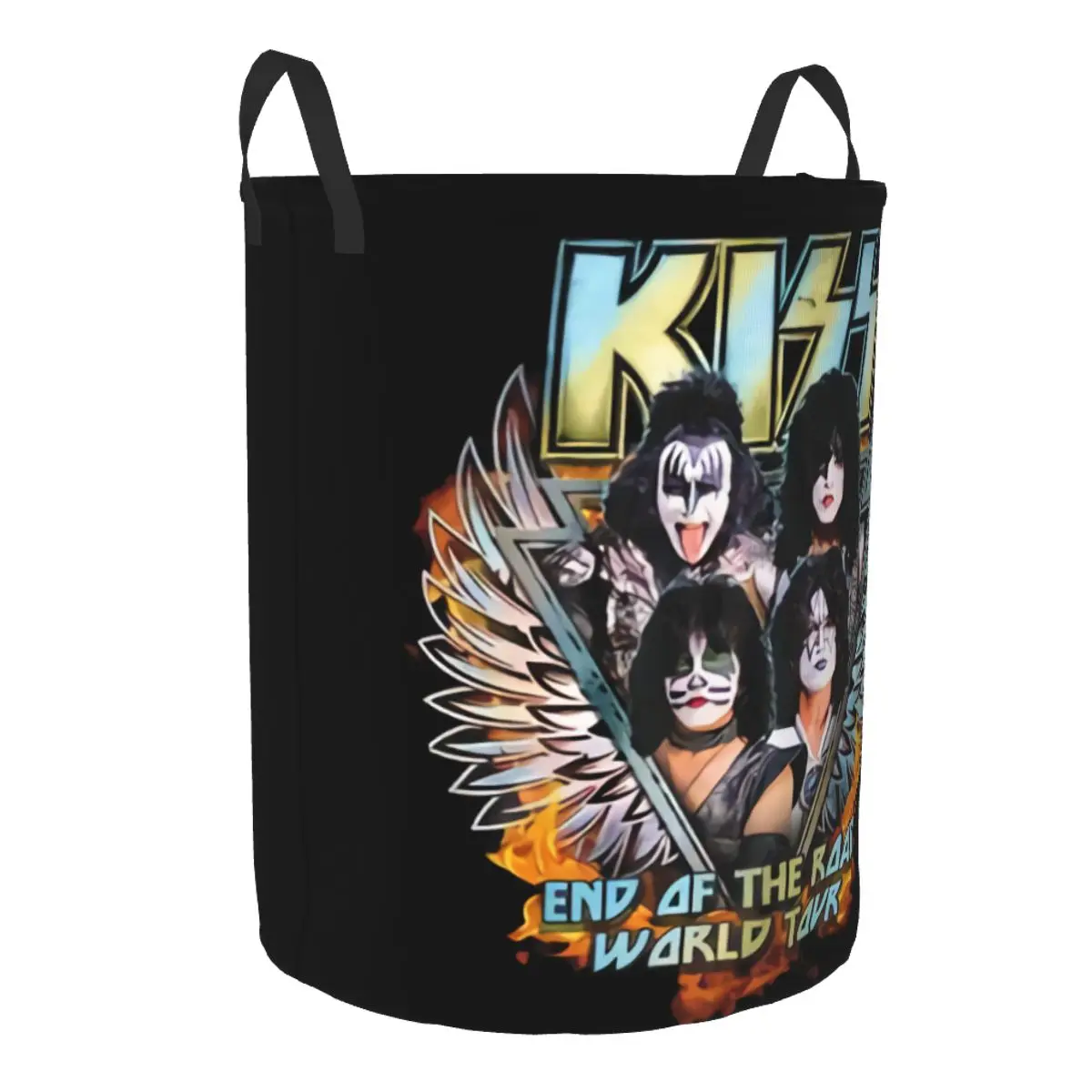 Custom Kiss Rock Metal Band Laundry Basket Collapsible Clothing Hamper Toys Organizer Storage Bins