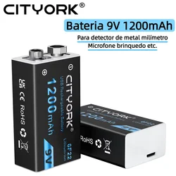 Cittan-akumulator 1200mAh, 9 V, akumulator do ładowania przez Micro USB, 9 V, litowy, 9 V, do multimetru, mikrofonu, zabawki
