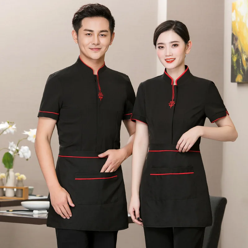 Hotel Lobby Attendant Work Uniform Short Sleeve Hotel Women Summer Outfit Catering Restaurant Tea House Hot Pot Restaurant Unifo