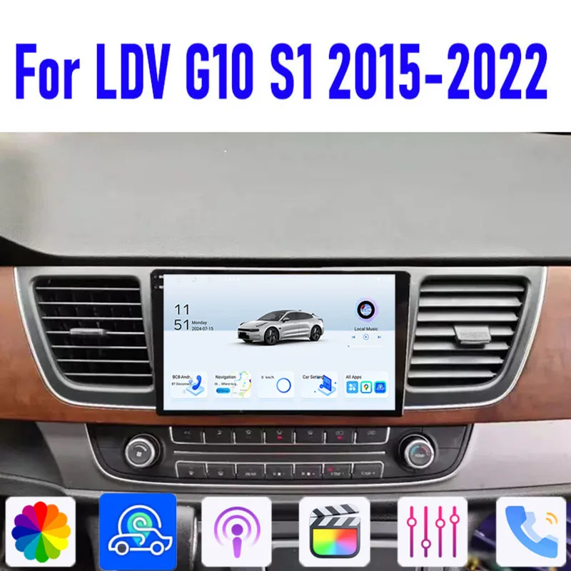 

GPS 9'' For LDV G10 S10 2015-2022 Car Radio Head Unit Carplay Apple Android 15 Auto Intelligent System Multimedia Player 64GB BT