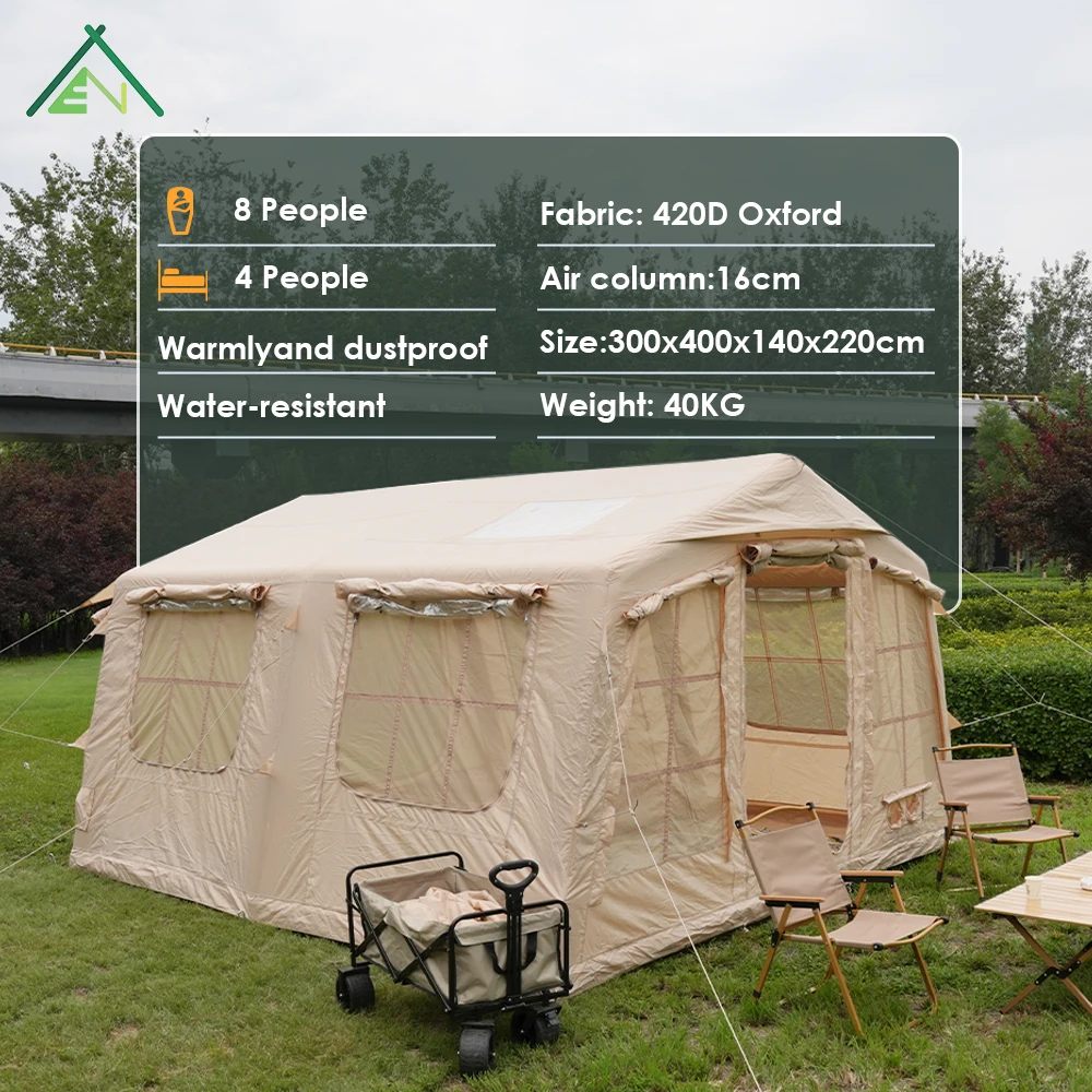 13.68 5-6 Person Four-Season Waterproof Eco-Friendly Air Tent Electric Pump Instant Setup One Bedroom Living Room For Family