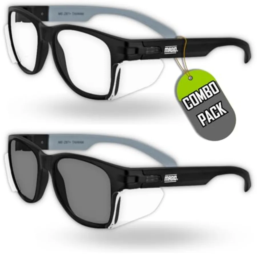 

Y50 Safety Glasses for Construction — 2 -, 1 Side Shields, ANSI Z87.1+, Anti-Fog, Scratch-Resistant, 99.9% UV Protection, Polyc