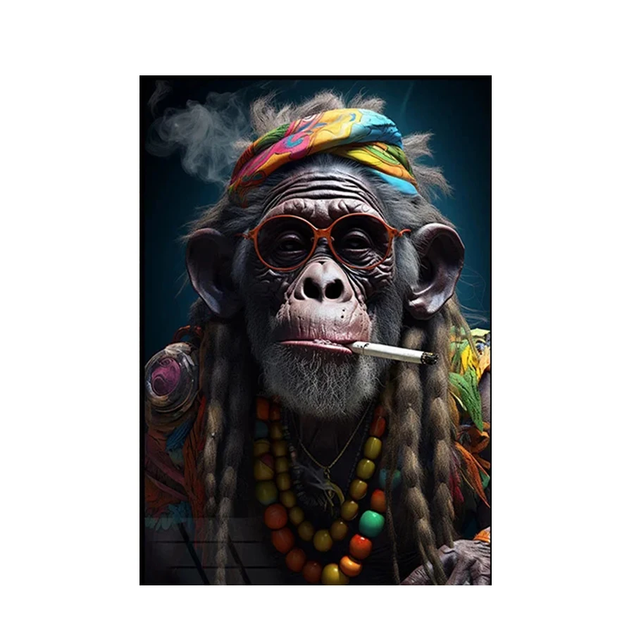 Diamond Painting Modern pop Art Smoking Chimpanzees and Monkeys Full Drill DIY Diamond Embroidery Mosaic Home Decor