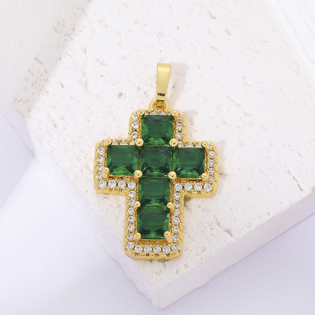 Women Christian Cross Charms for Jewelry Making Zirconia 18k Real Gold Plated Diy Pendants Religious Believer Crosses Talisman