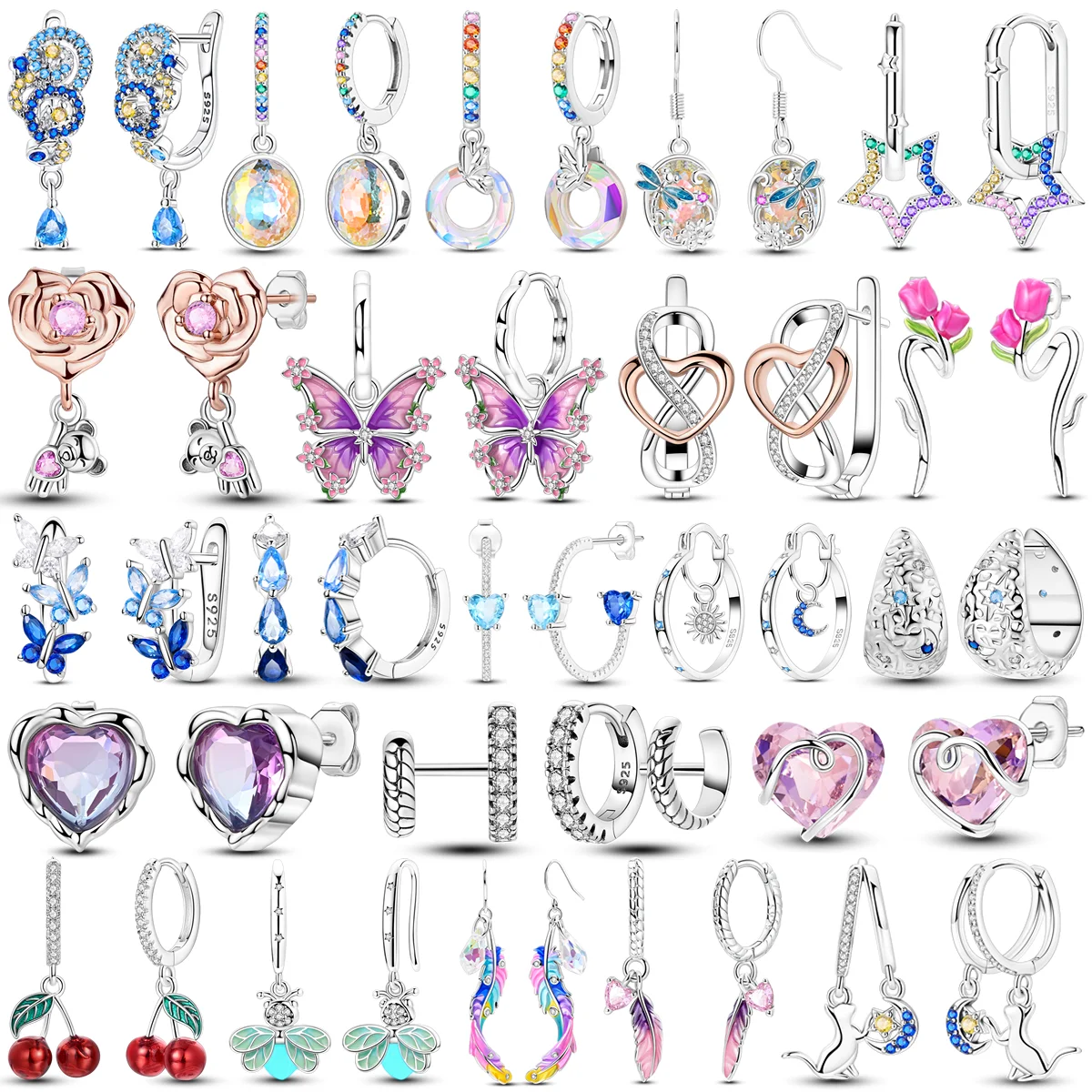 Ohrringe aus 925er-Sterlingsilber für Damen, 2025, Schmuck, CZ-Zirkon-Creolen, funkelnde Pavé-Ohrringe, Hochzeitsgeschenk zum Jahrestag