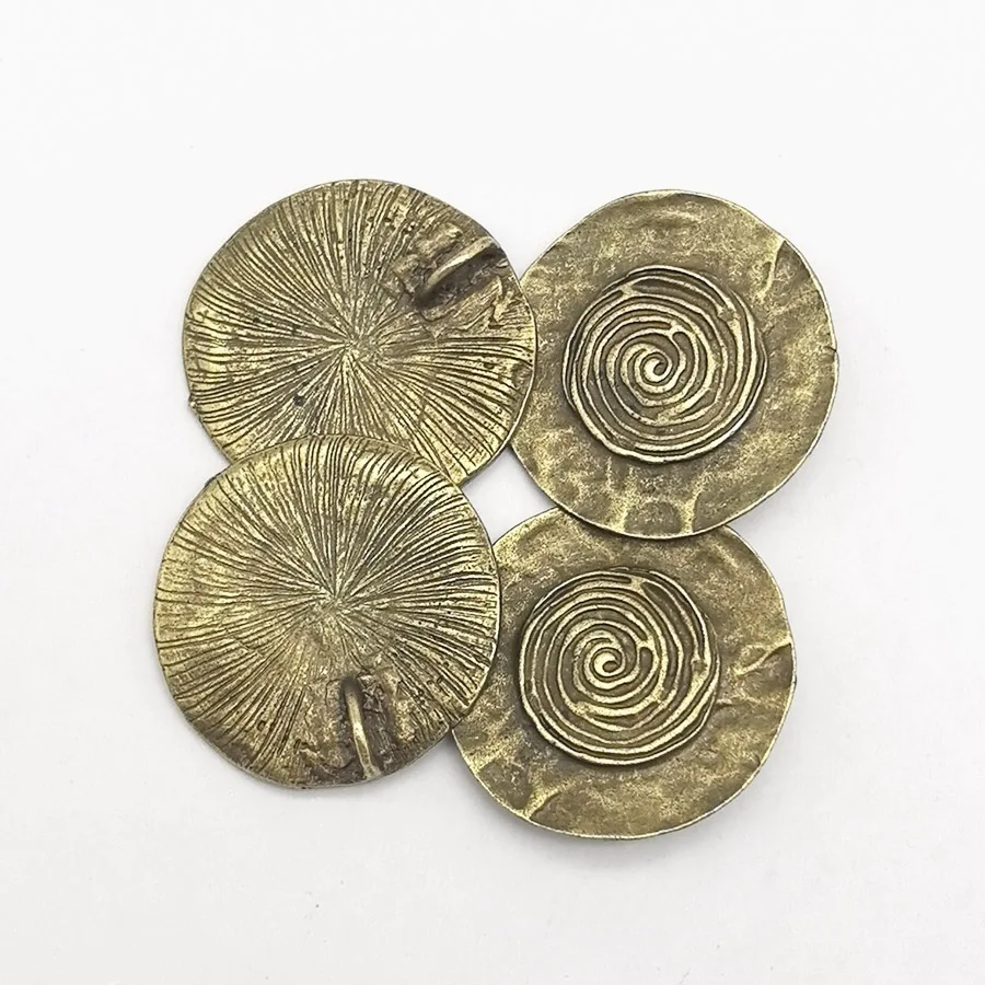 8pcs Antique Bronze Tone Round Alloy Charms For Necklace Pendants Vintage Jewelry Making Crafts Retro Necklace 35*35*4mm 32614
