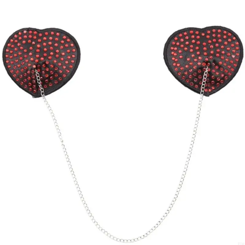 72xe Rhinestones Nipple Pokrywa pasty z łańcuchem imprezy kleju wielokrotnego użytku Sticky Bras Płatki naklejki klatki dla