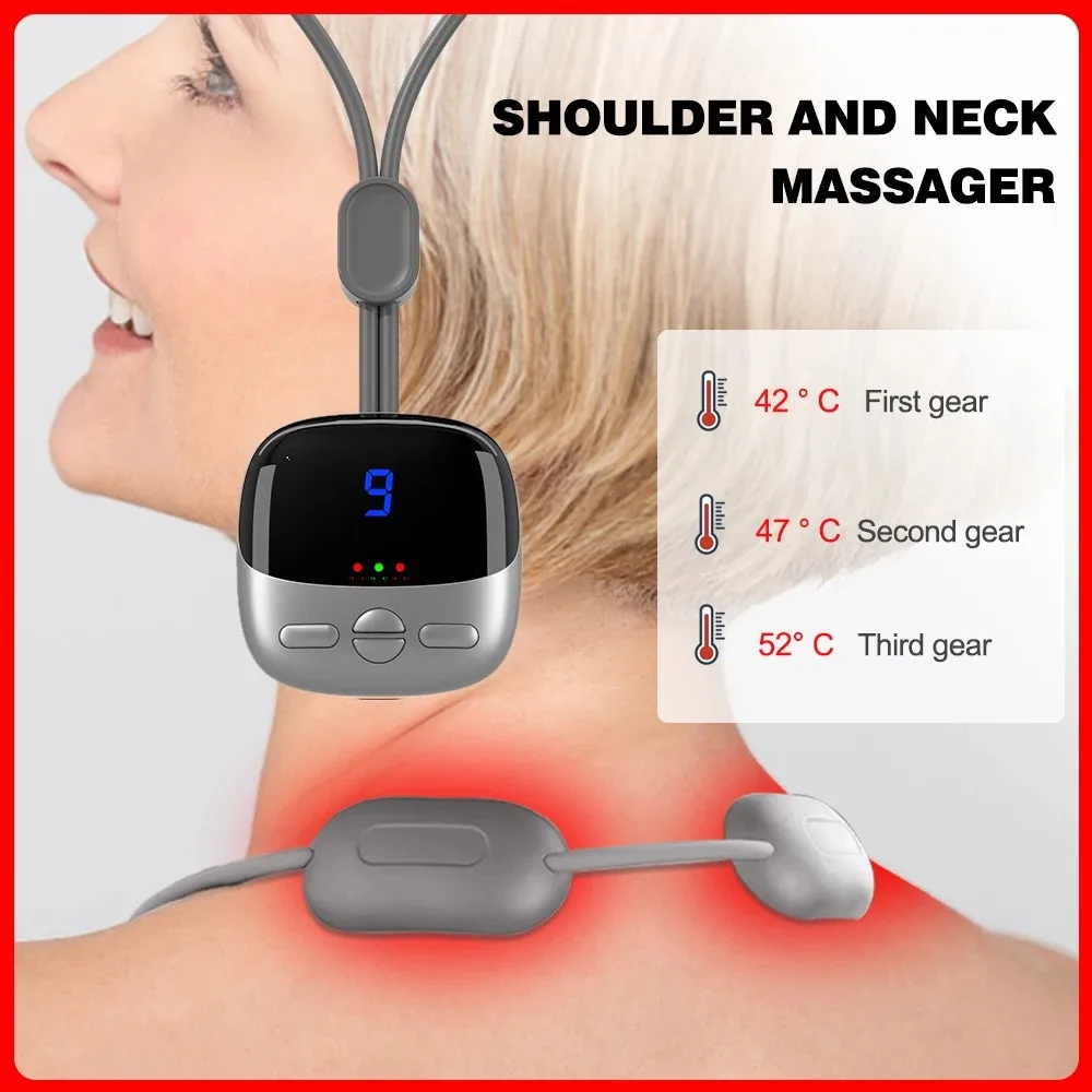 

Heating Neck Massager Electric EMS Tens Pulse Massage Patch for Pain Relief Portable Hanging Neck Stretcher Muscle Stimulator