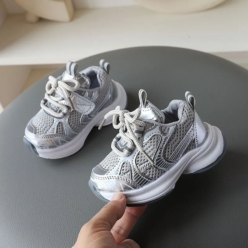 Children Casual Sports Shoe Spring Autumn Boy Girl Dad Sneakers Soft-soled Breathable Mesh Shoe Kids Casual Thick-soled Sneakers