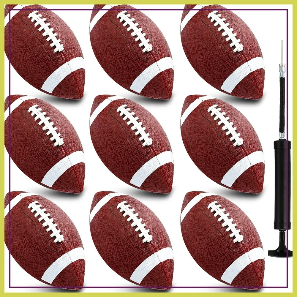 

Official Size Composite Leather Footballs with Pump for Indoor Outdoor Training and Recreational Play Bulk