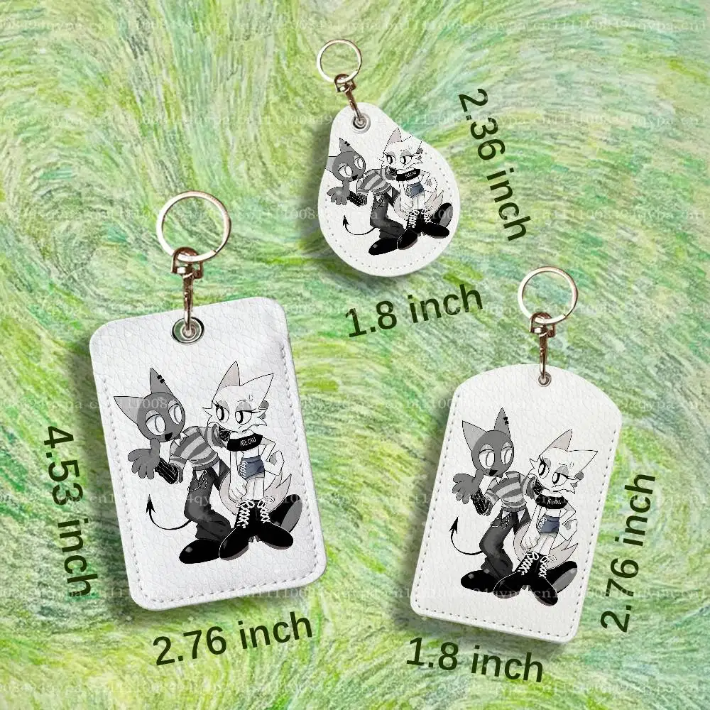 S-Sprunki Oren Clukr Keychain Card Holder Leather Keeps ID Cash Keys Cards Ready for Work, School, Travel Daily Errands