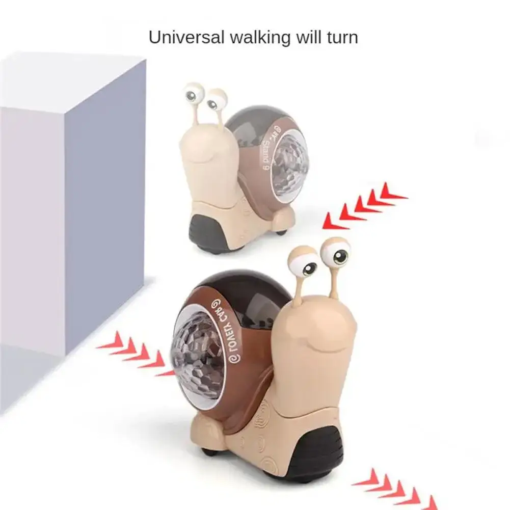 Brinquedos elétricos do caracol para crianças, caranguejos rastejando, luzes de projeção musicais interativas sensoriais Baby Walking Pet eletrônico, presente da criança