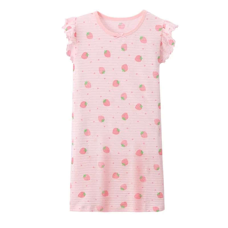 New Delivery Children Clothes Baby Cartoon Summer Short Sleeve Pajama Nightdress Soft Home Clothes 100%Cotton Students 100-170