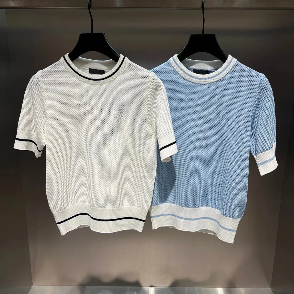 Korean Original Women's Golf Knitwear 2026 Summer, Cool Hollow Short-Sleeve T-Shirt with Logo, Breathable Trendy Top for Daily