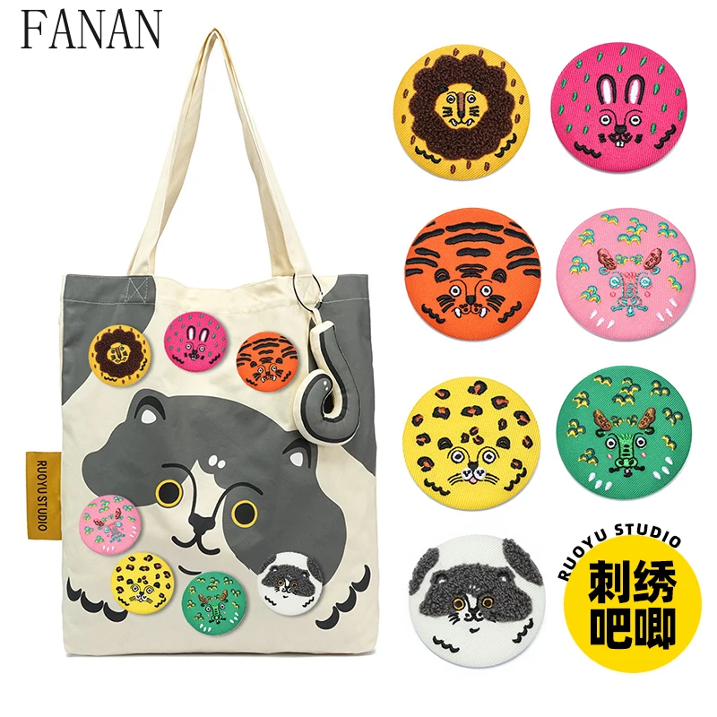 Original Design Cute Animal Fabric Badge Brooch Kawaii Bag Pendant Fashion Sweet Amd Cute Badges Japanese Style