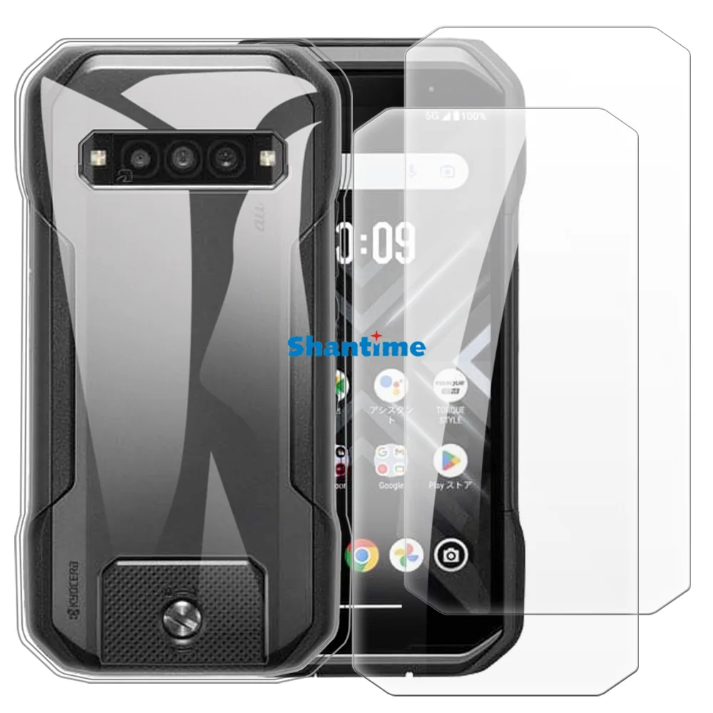 Soft Case + 2 Pack Tempered Glass Screen Protectors for Kyocera Torque G06 KYG03 Full-Body Protection