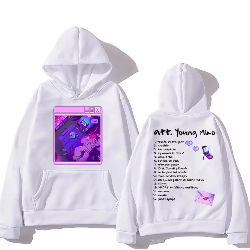 男性女性歌手ヤングミコアットアルバムパーカープリントファッション美的レトロスウェットシャツカジュアルフリースプルオーバーヒップホップストリートウェア
