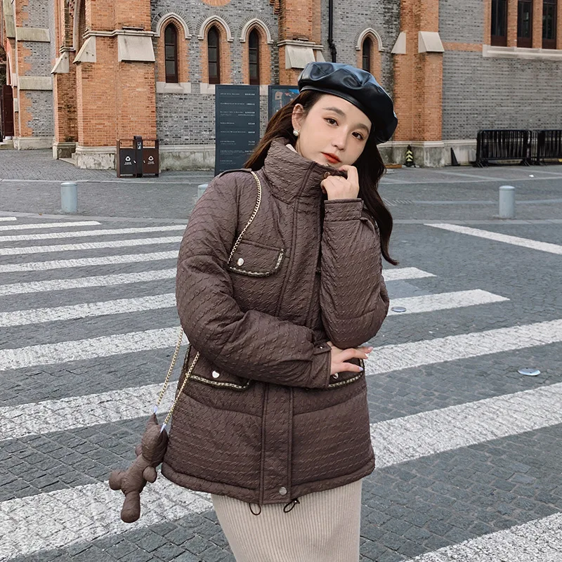 Winter New Standing Collar Down Cotton Jacket for Women Jacket Fashionable Loose Warm Windproof Mid Length Parkas for Women Coat