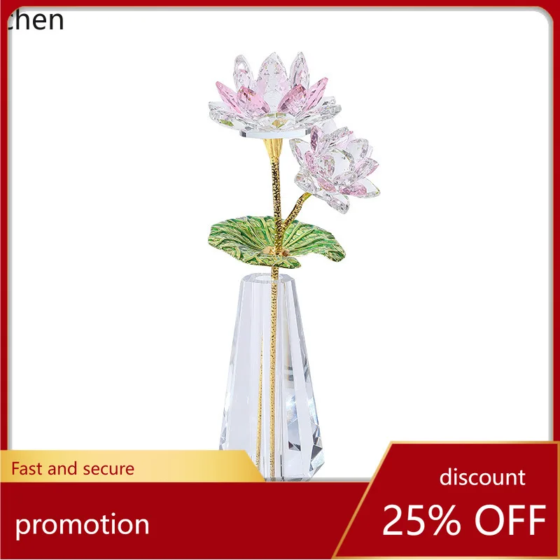 

Zml crystal glass lotus flower ornament - decorative piece for living room, office desk, home, and bedroom