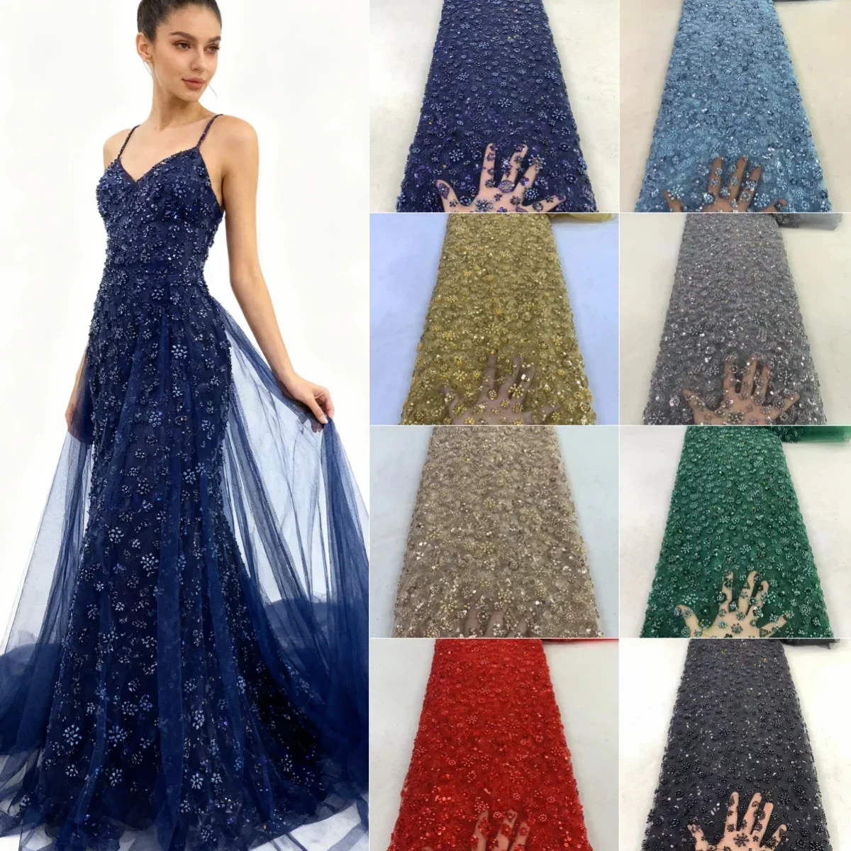 

23 Color Shiny Exquisite Bead Tube Embroidery Nail Bead Three-dimensional Flower Sequin Embroidery Fabric Sewing Evening Gown