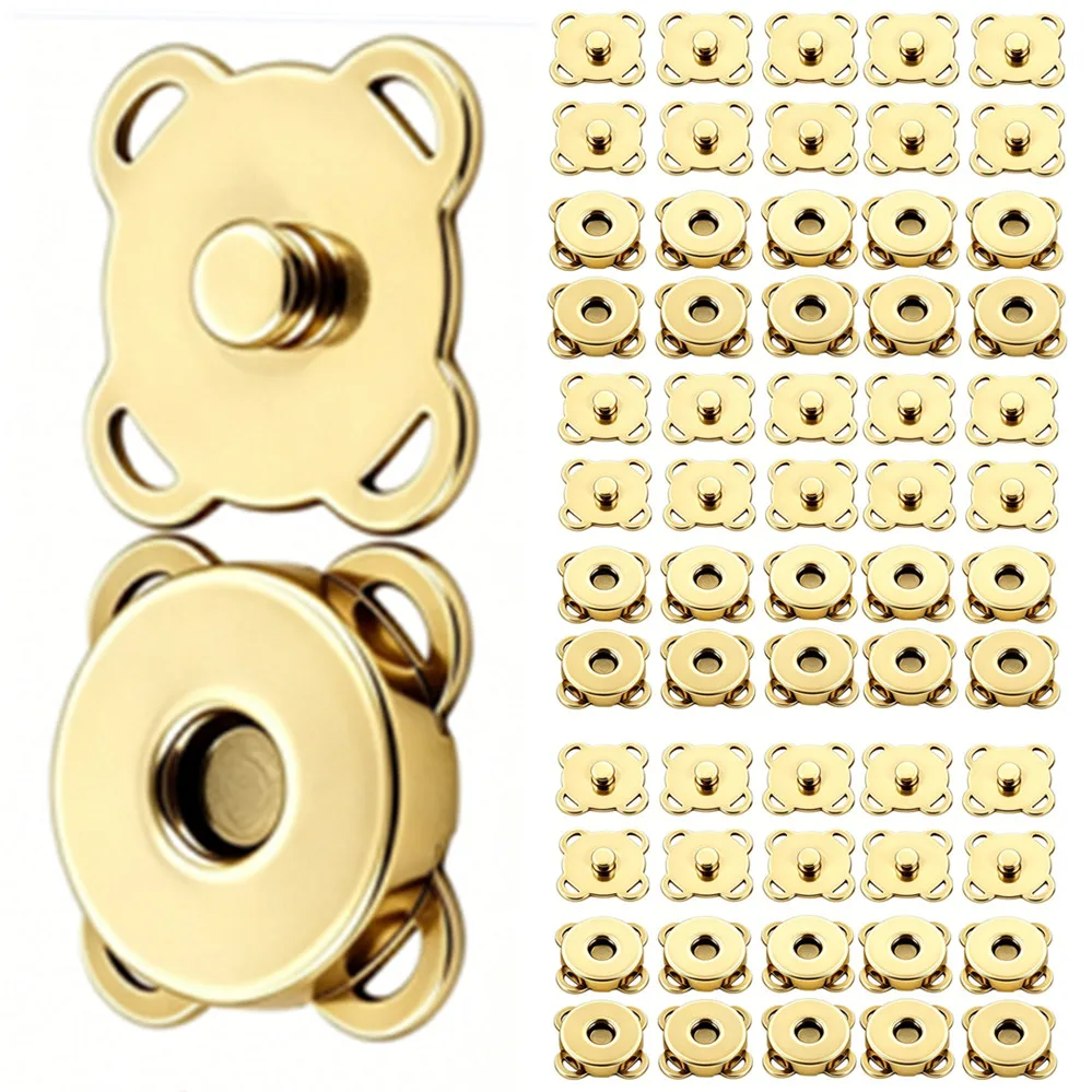 5-100 pcs Square Magnetic Snap Fasteners Clasps Button Handbag Purse Wallet Craft Bags Parts Accessories 15mm 18mm wholesale ﻿