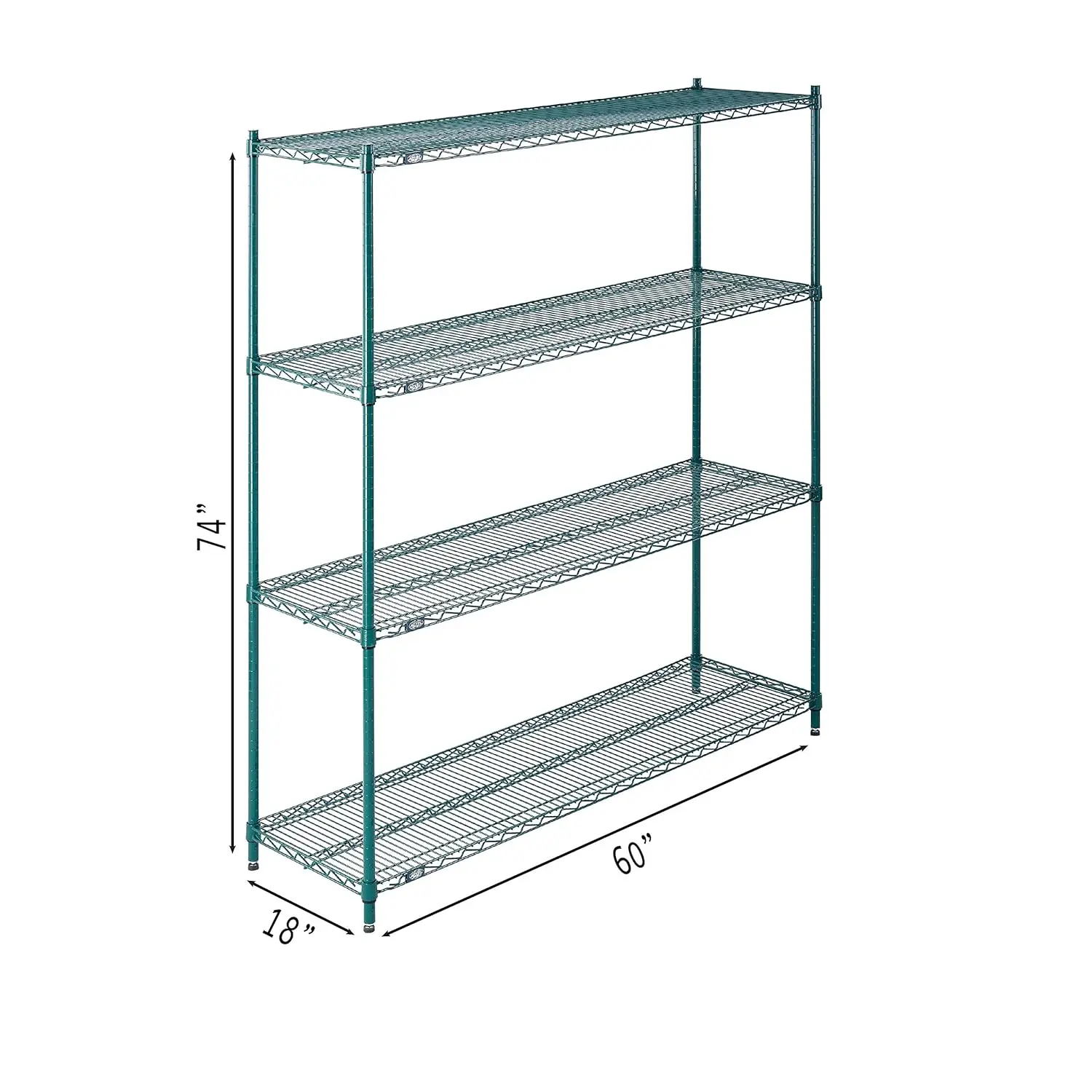 Poly-Green Adjustable Wire Shelving Unit, 4 Tier, Heavy Duty Commerical Storage Organizer Wire Rack, 18