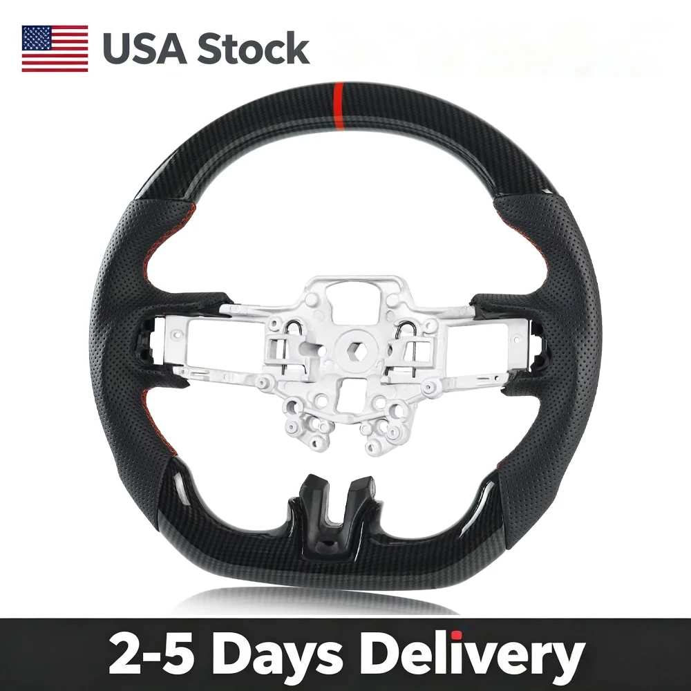 Hydro-Dip Carbon Fiber D-shaped Flat-bottom Steering Wheel For Mustang EcoBoost/GT/Shelby GT350/GT350R 2018-2023 Car Accessories