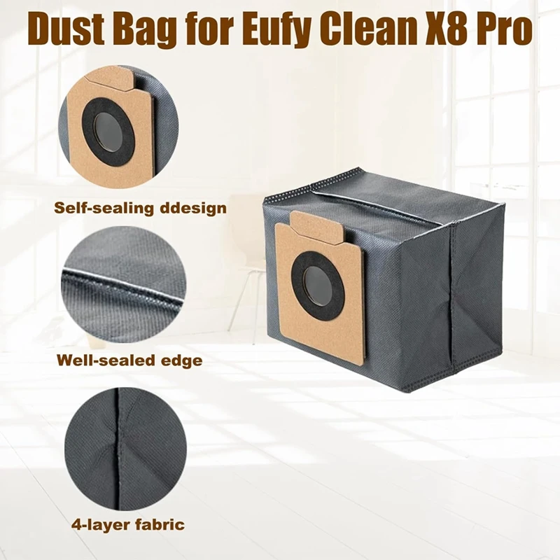 20PCS For Eufy Clean X8 Pro SES / X10 Pro Omni Robot Vacuum Cleaner Replacement Parts Dust Bag Household Cleaning