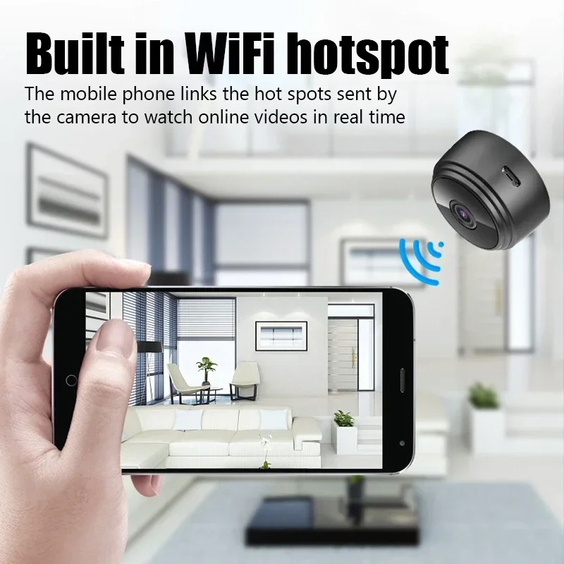 1080P Wireless Indoor Camera Multifunctional Outdoor Wifi Monitor Cam Night Vision 360 Degree Bracket for Offices Stores Garages