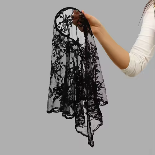 Elegant Lace Scarf Hollow Out Embroidery Foulard Bandana Solid Color Triangular Scarf Thin Vintage HandkerChiefs for Hair Woman - Image 30