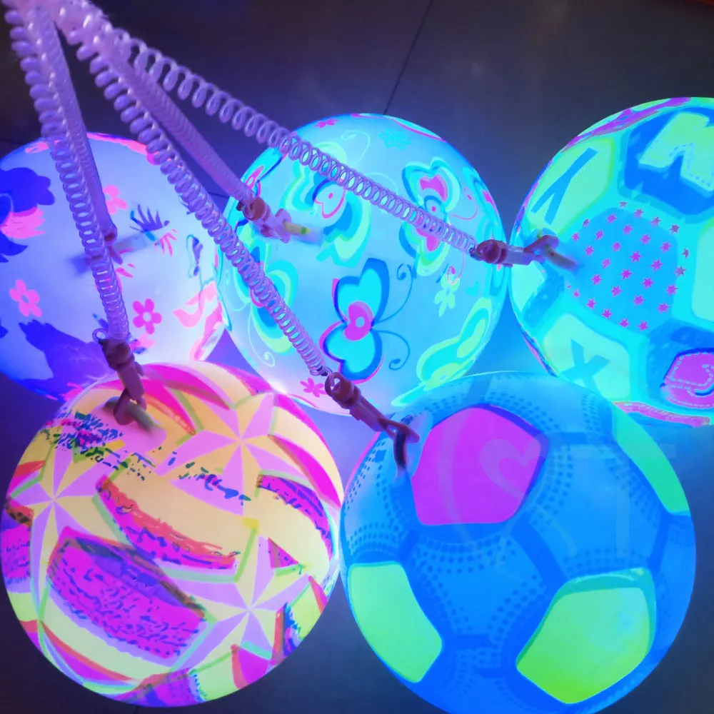 Portable Luminous Ball Flashing Sport Fitness Inflatable Throwing Bouncy Ball Rubber Parent-child Outdoor Interactive Games Toys