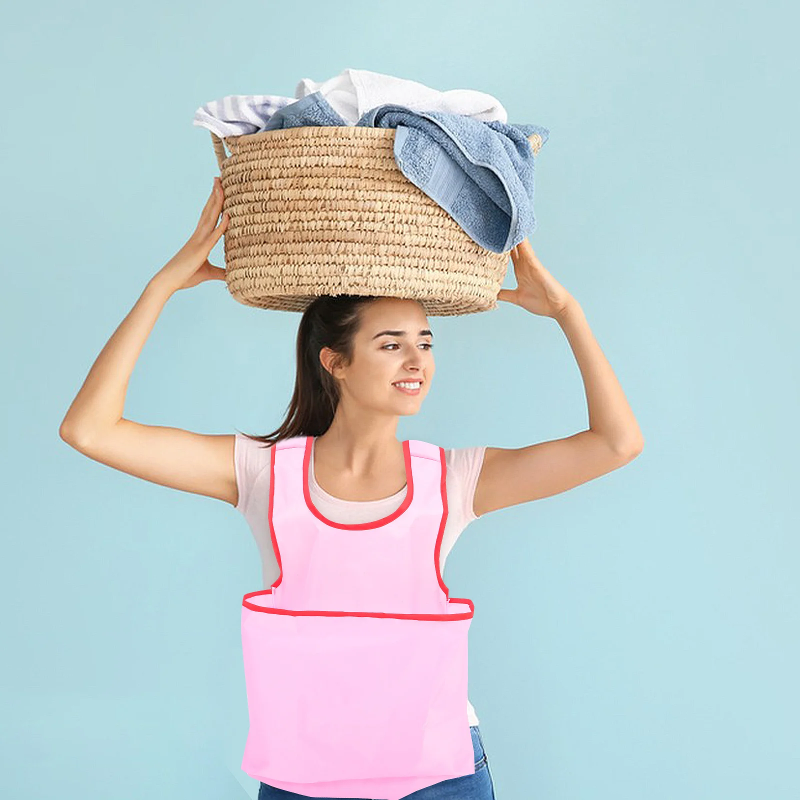 

Large Capacity Laundry Apron Portable Oxford Cloth Drying Pocket Apron with Comfortable Straps for Home Travel Laundry