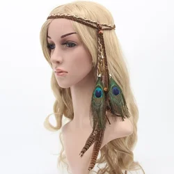 Feather Headband Festival Boho Hairband  Headdress Hippy Indian Hair Accessories for Girls