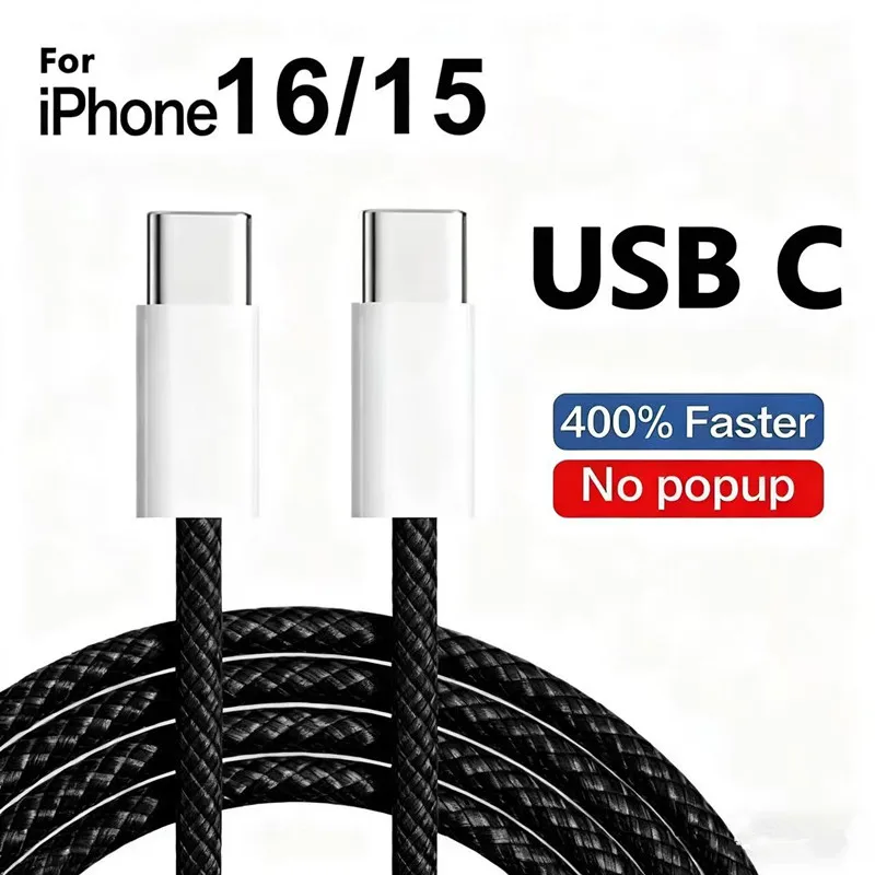 60W PD USB-C to USB-C Fast Charging Cable for iPhone 15 16 Pro Max 15 16 Plus 16e Samsung S23 S24 S25 A35 A36 A54 A55 A56 Moto H