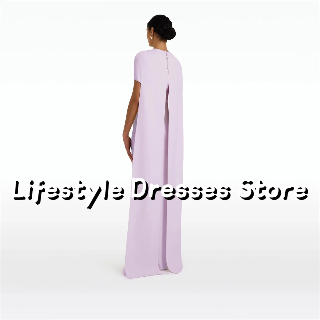 Customized Lavender Mermaid Evening Dresses 2024 Short Sleeves Long Cape Wedding Prom Gowns Formal 피로연드레스