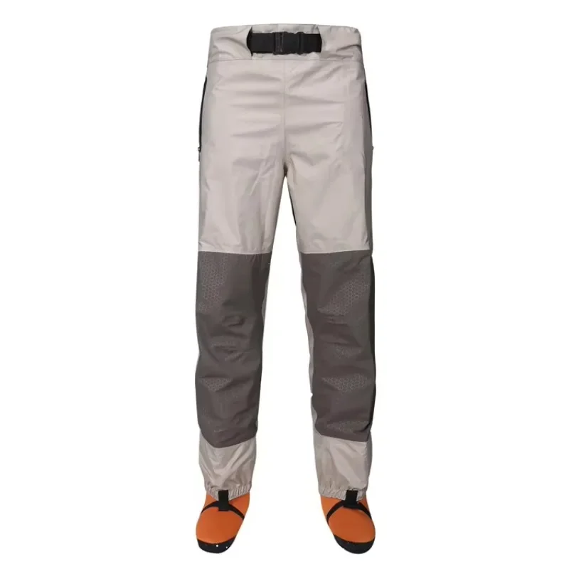 

Waist wading pants with pockets, men's and women's durable stockings feet, 3 layers breathable waterproof fishing wading