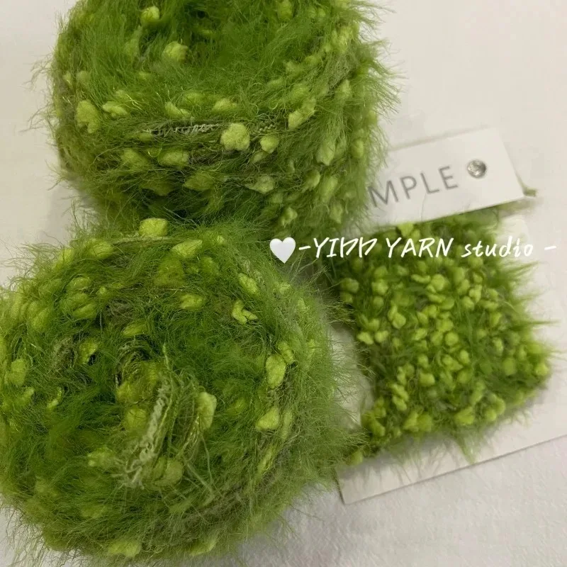 125g/rolo de fio verde tricot lã mistura diy mão tricô características mão misturada fio de pelúcia bola de lã crochê tecido hairpin camisola
