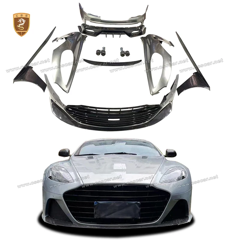 Parachoques delantero estilo DBS de fibra de carbono para Aston Martin DB9, alerón trasero, protector trasero, faldones laterales, guardabarros.