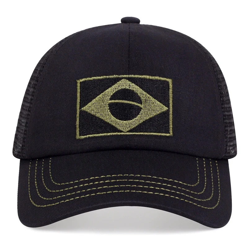 Unisex Brasilianische Flagge Stickerei Baseball Net Caps Frühling und Sommer Outdoor Einstellbare Casual Hüte Sonnenschutz Hut Sport Kappe – Detail 4