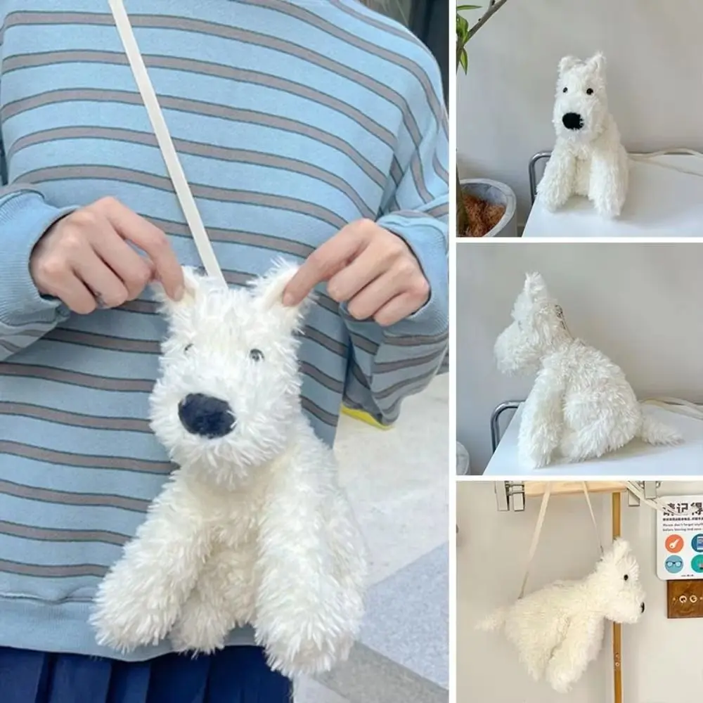 Borsa a tracolla per cuccioli di West Highland alla moda, soffice borsa per bambole con cani Kawaii, borsa per bambole ripiene